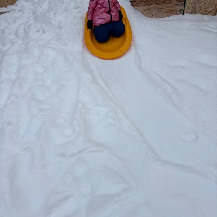 Niños jugando en el patio nevado